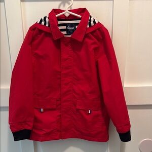 Red Hiheart Kids full zip up Velcro hooded rain jacket Jacket  size 6-7